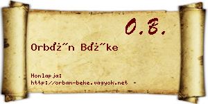Orbán Béke névjegykártya