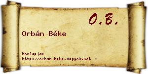 Orbán Béke névjegykártya