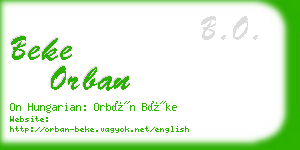 beke orban business card